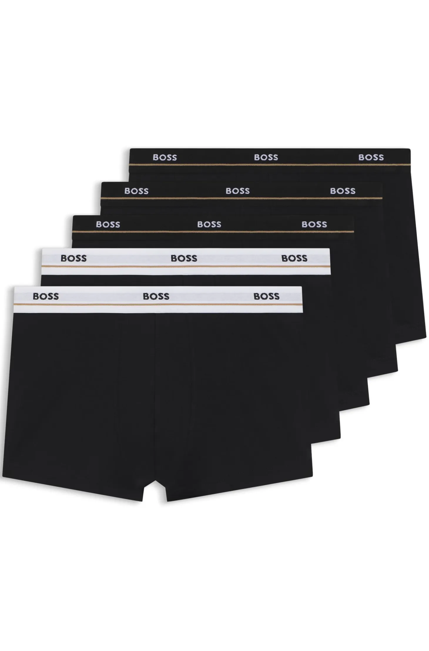 Five-pack of stretch-cotton trunks with logo waistbands