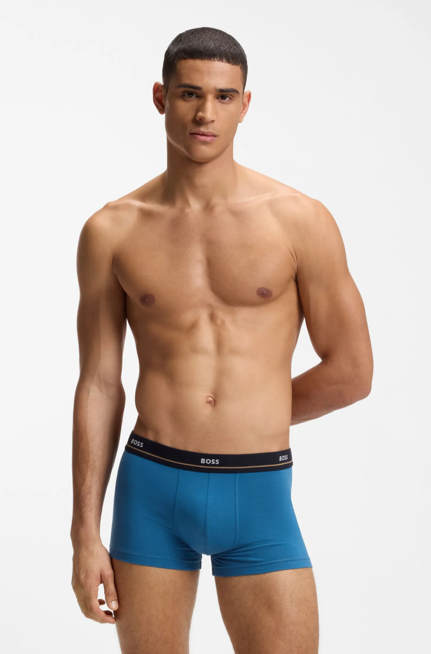 Five-pack of stretch-cotton trunks with logo waistbands