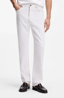 Five-pocket jeans in white stretch denim