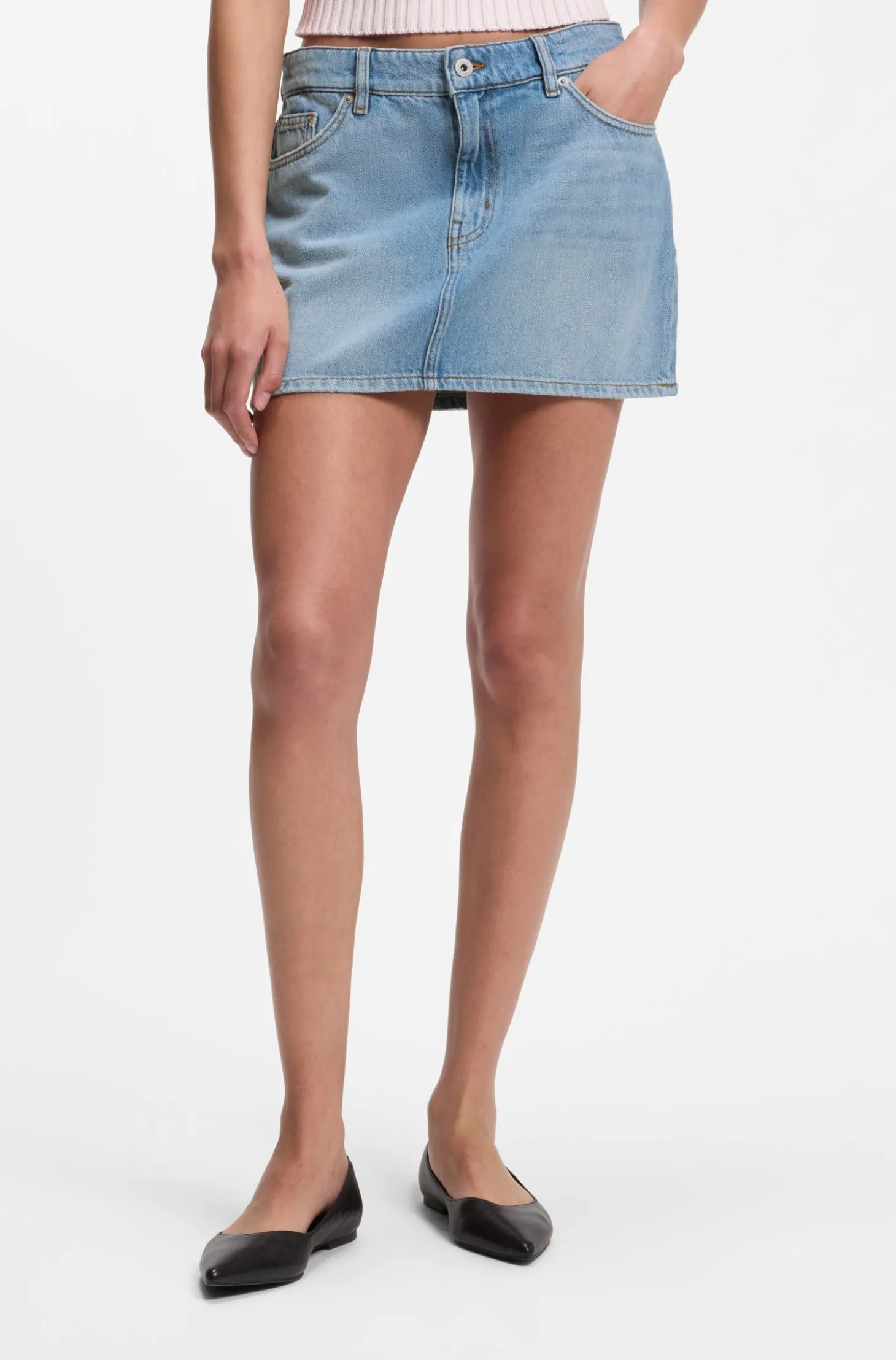 Five-pocket mini skirt in blue denim