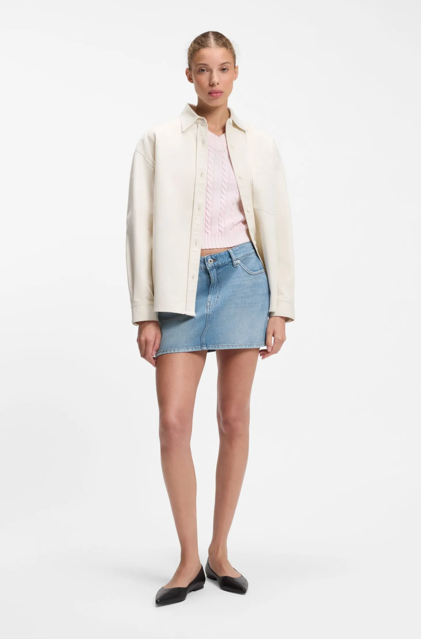 Five-pocket mini skirt in blue denim