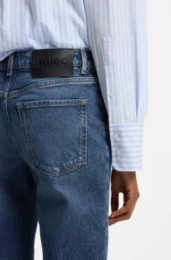 Flared-fit jeans in blue stretch denim
