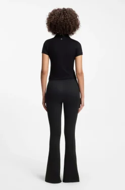 Flared-fit trousers with front slits