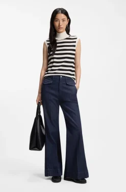 Flared jeans in blue Italian stretch denim