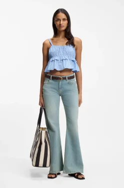 Flared-leg jeans in light-blue denim