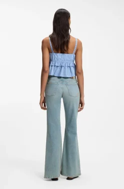 Flared-leg jeans in light-blue denim