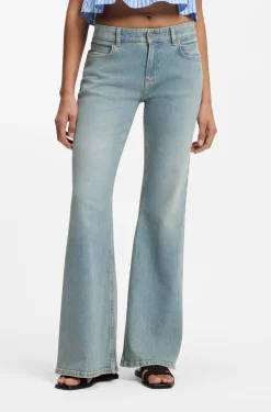 Flared-leg jeans in light-blue denim