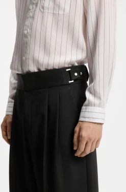 Formal trousers with adjustable waistband and virgin wool blend