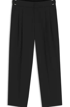 Formal trousers with adjustable waistband and virgin wool blend