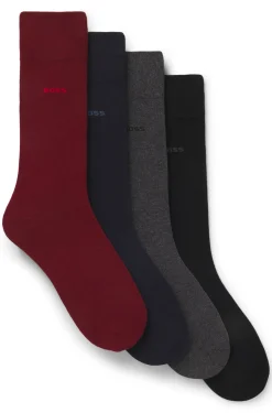 Four-pack of regular-length socks with logos