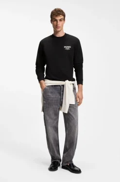 French terry cotton sweatshirt with bold logo print