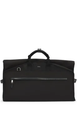 Garment bag with leather trims