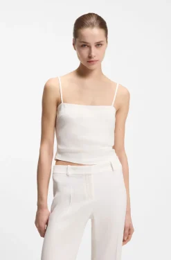 Gathered bandeau top with straps