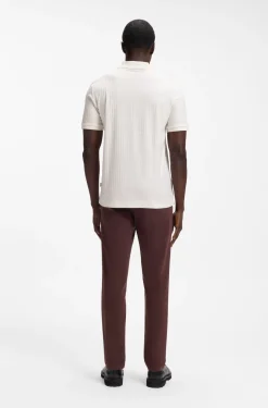 Geometric-jacquard polo shirt in cotton