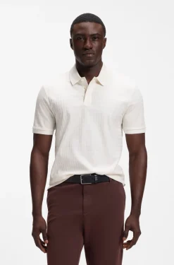 Geometric-jacquard polo shirt in cotton