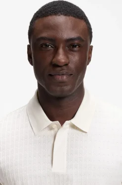 Geometric-jacquard polo shirt in cotton