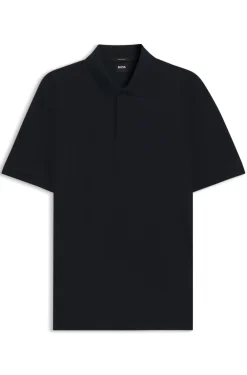 Geometric-jacquard polo shirt in cotton
