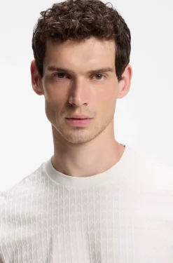 Geometric-jacquard T-shirt in cotton