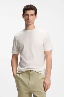 Geometric-jacquard T-shirt in cotton