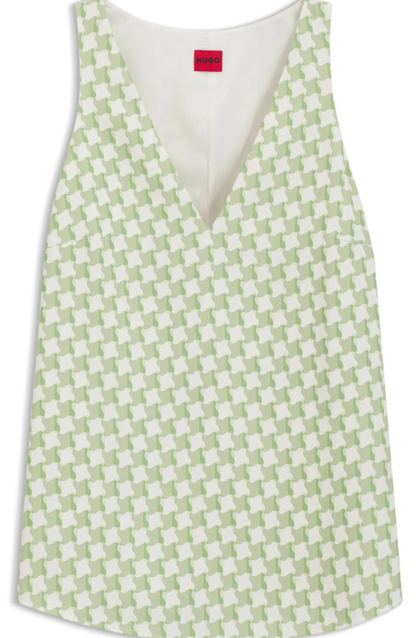 Geometric-print sleeveless top with sequins