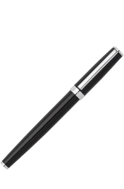 Glossy-black lacquer fountain pen with logo ring
