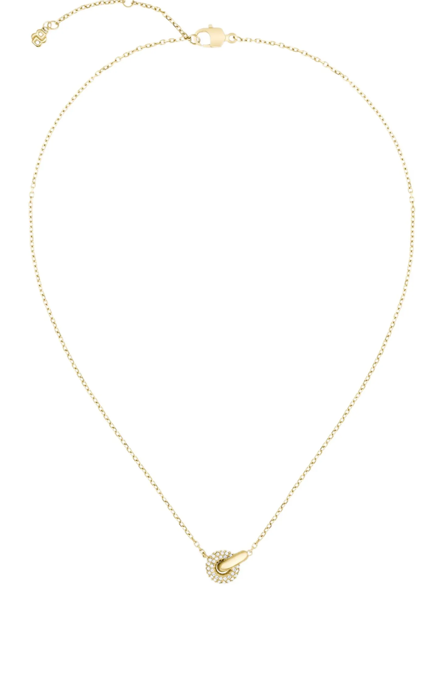 Golden interlocking-hoop necklace with pavé crystals