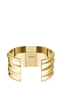 Gold-tone bangle with ripple design