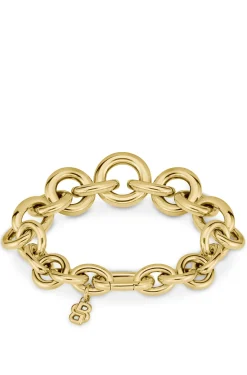 Gold-tone bracelet with circle and oval links