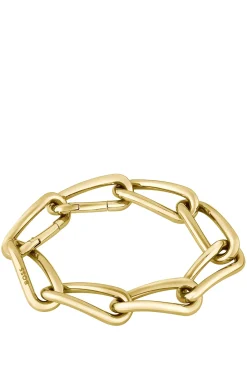Gold-tone bracelet with twisted tubular links