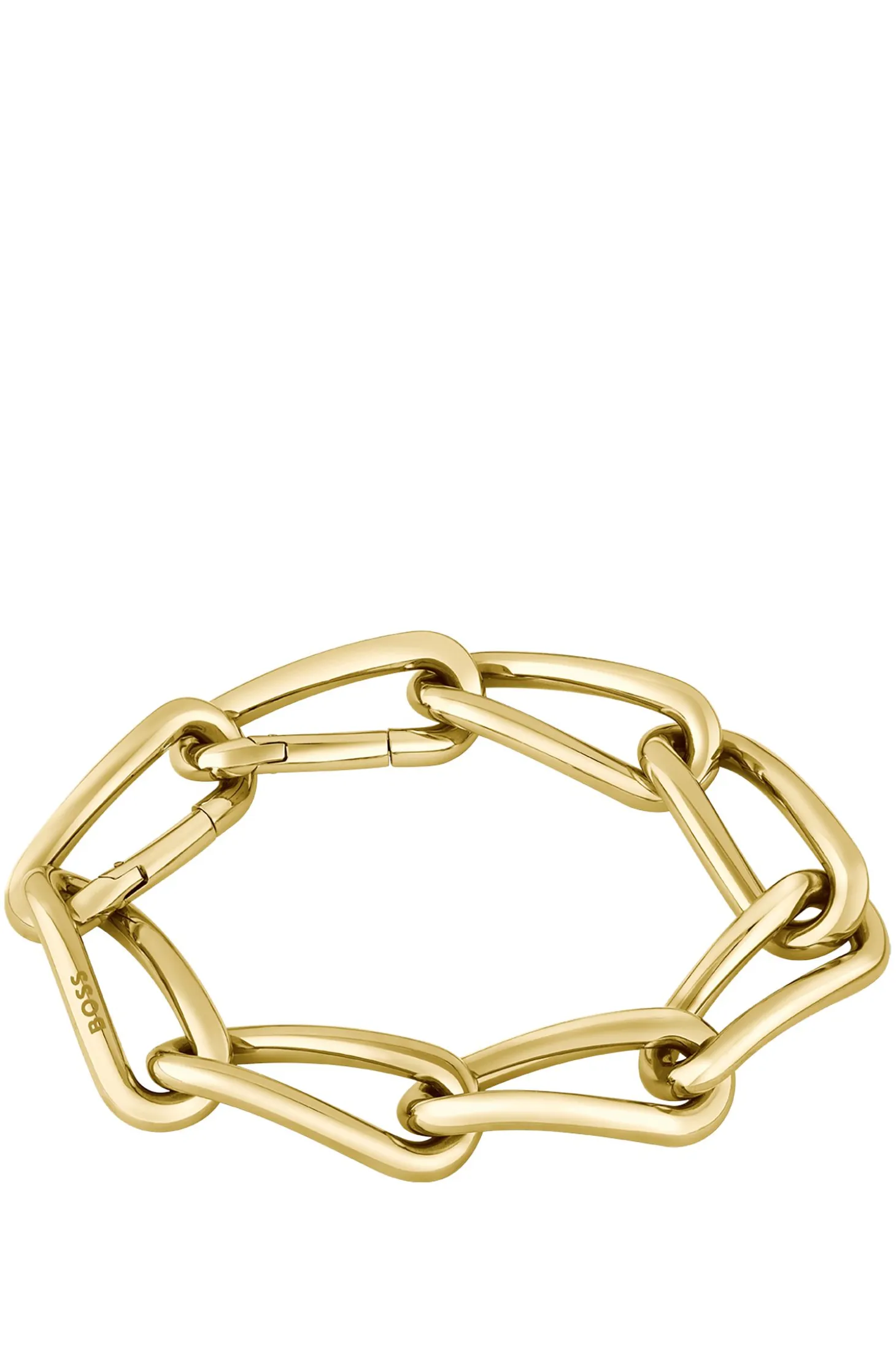 Gold-tone bracelet with twisted tubular links