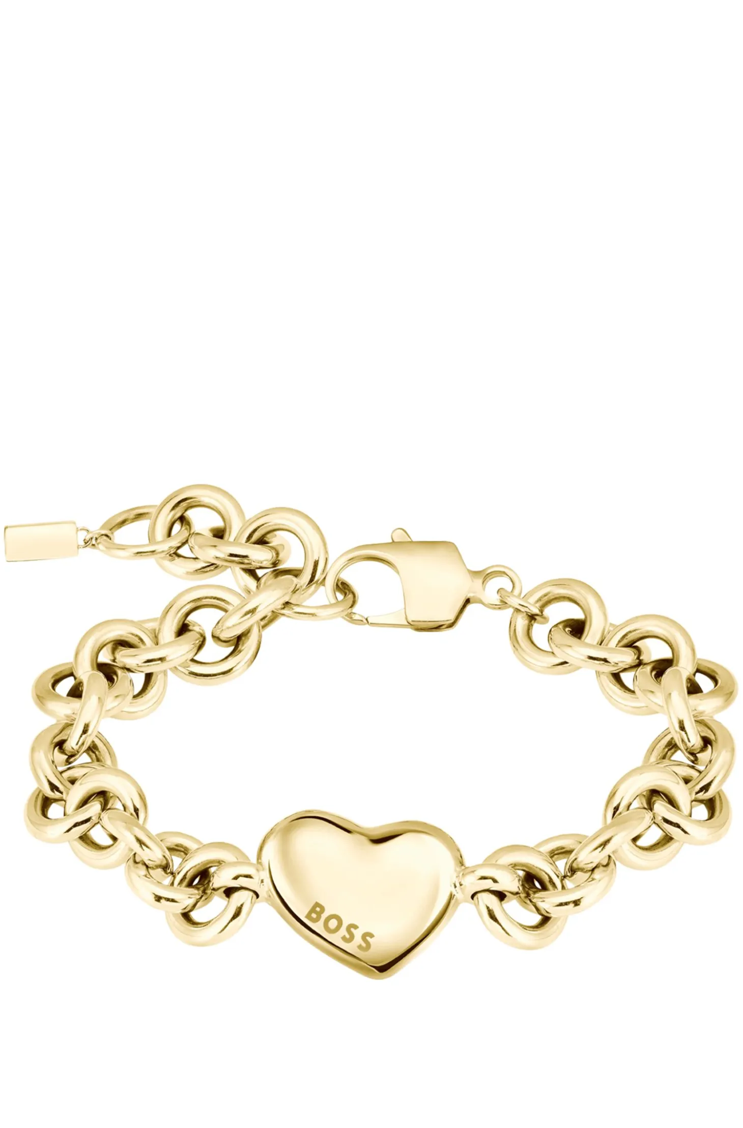 Gold-tone chain bracelet with heart charm