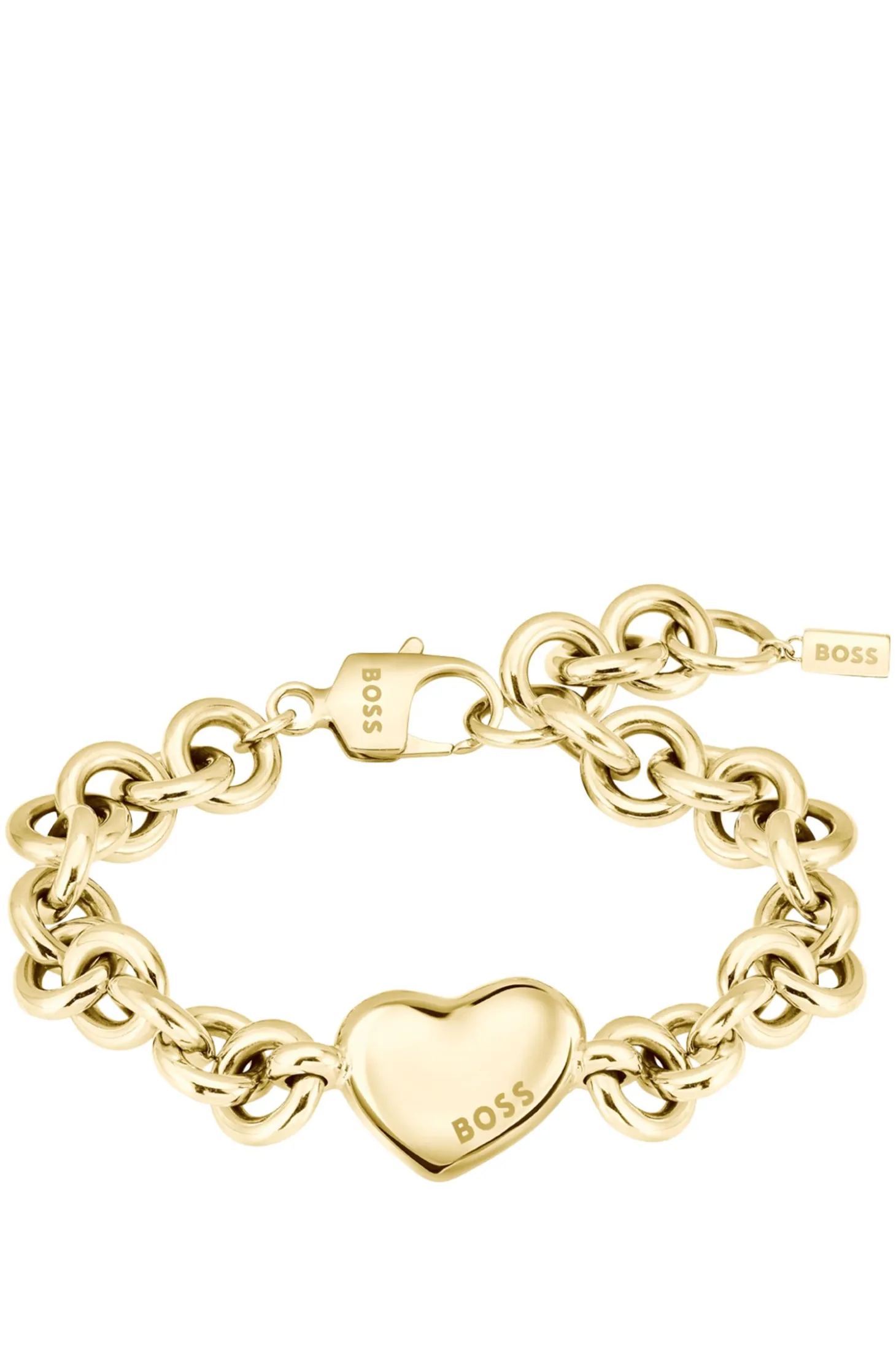 Gold-tone chain bracelet with heart charm