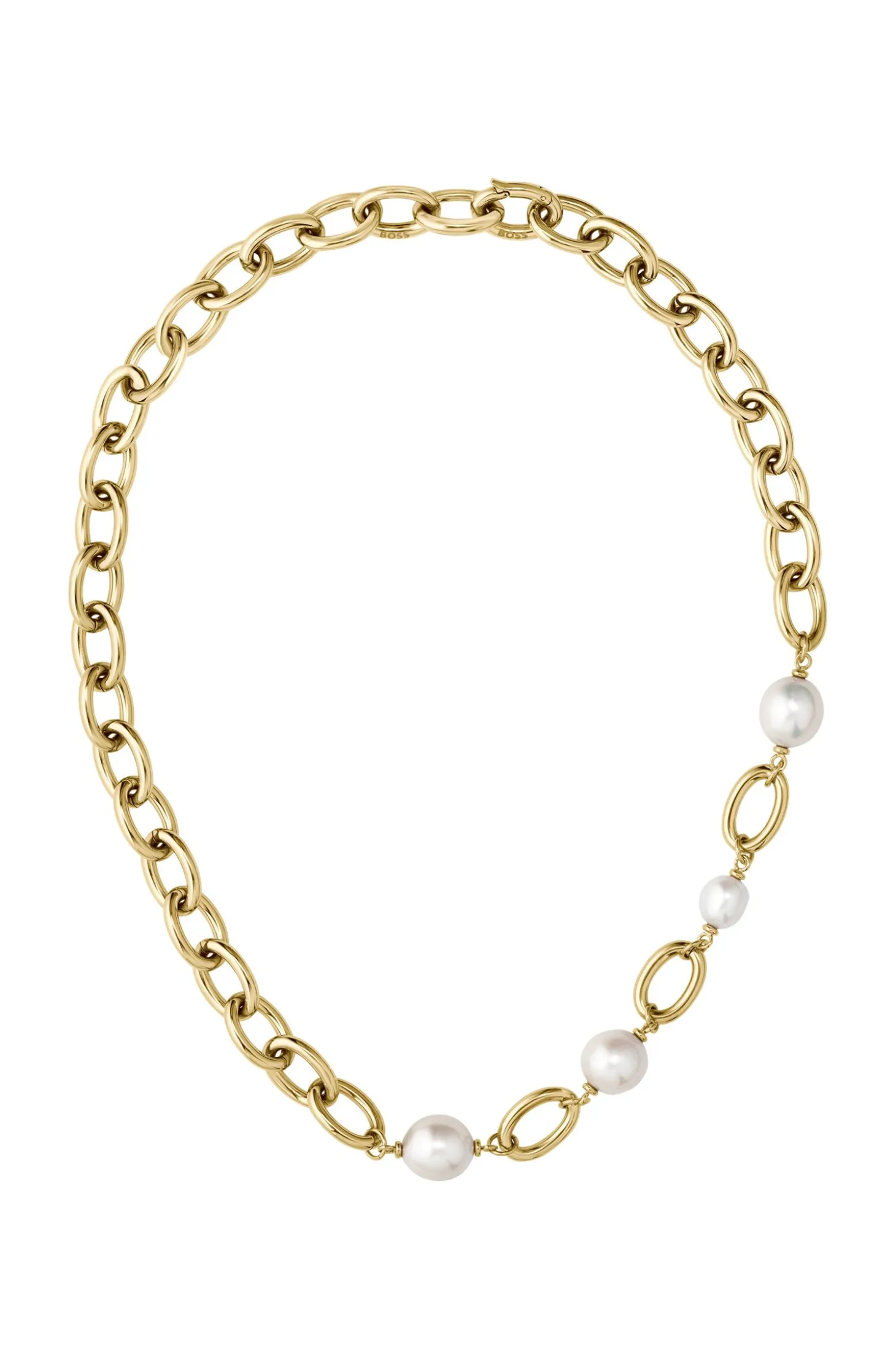 Gold-tone chain necklace with freshwater pearls