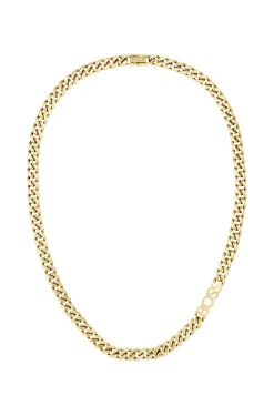 Gold-tone curb-chain necklace with logo link
