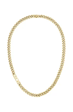Gold-tone curb-chain necklace with logo link