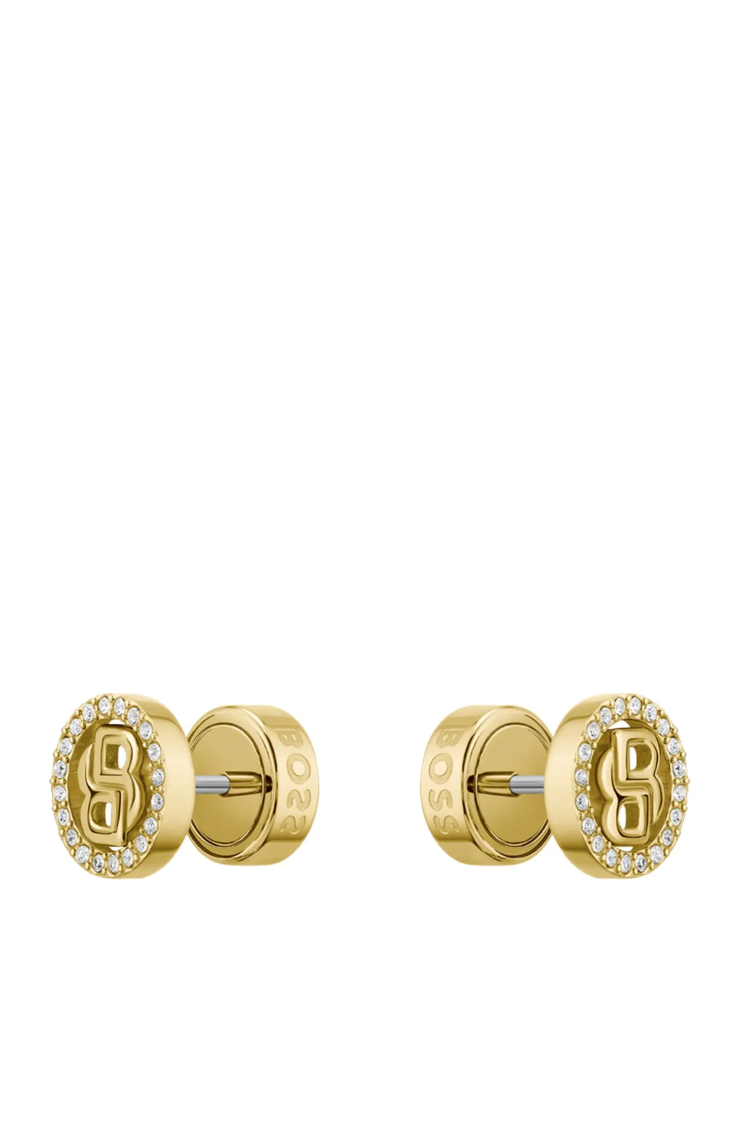 Gold-tone earrings with crystals and Double B monogram