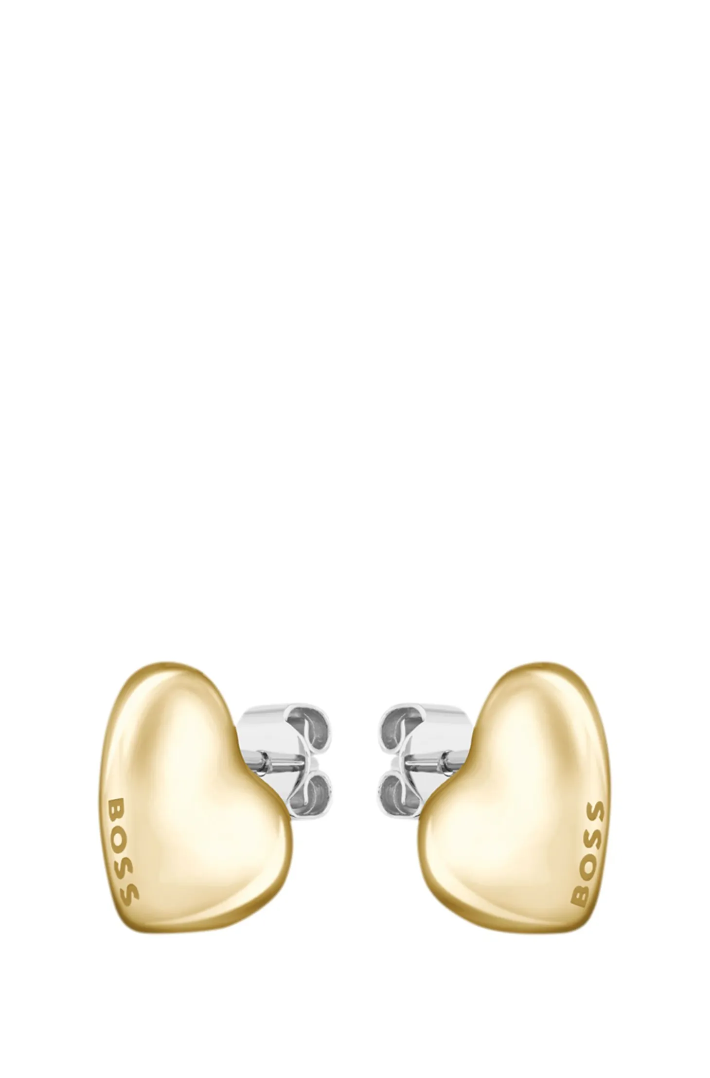 Gold-tone earrings with heart-shaped design