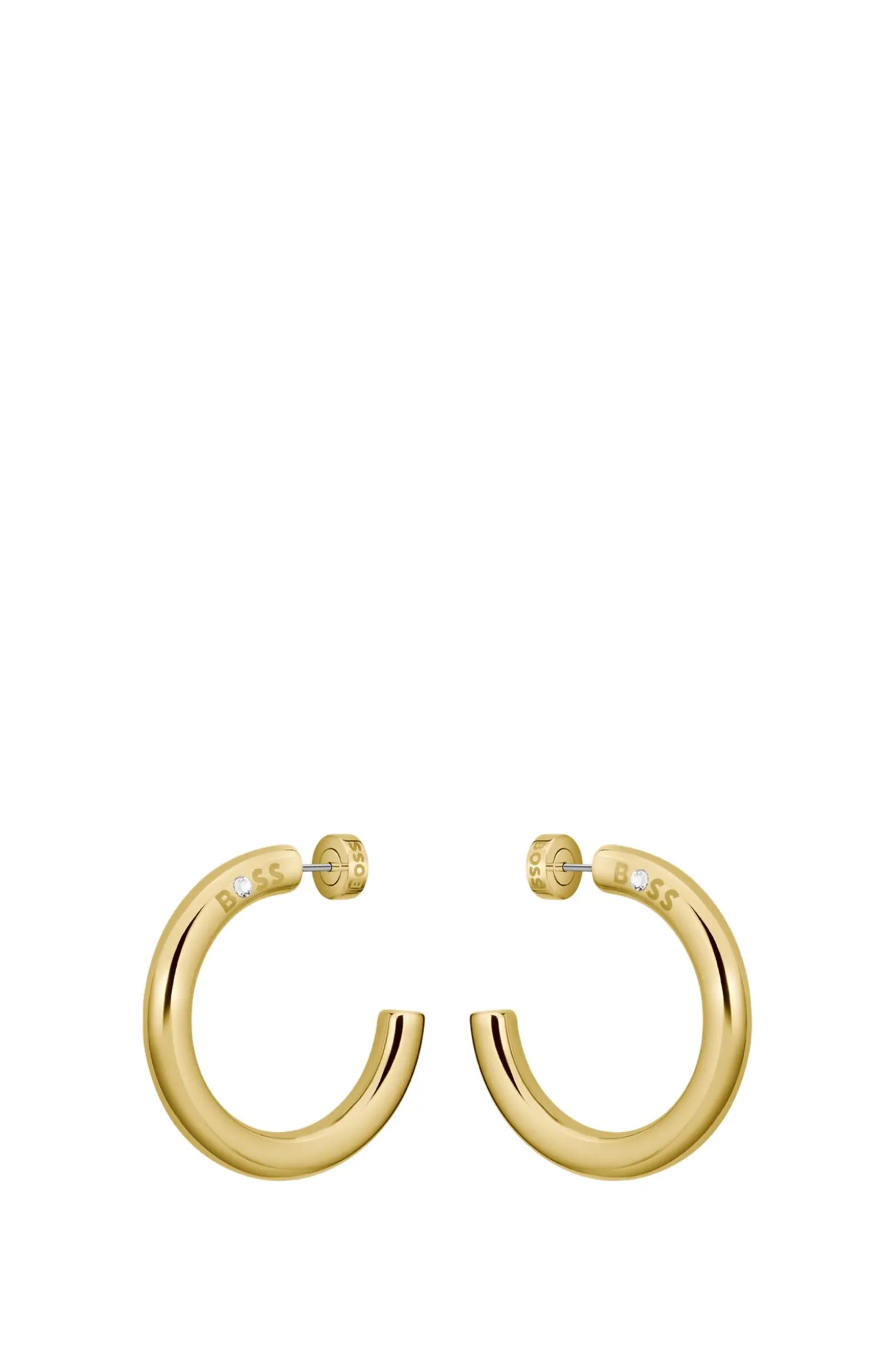 Gold-tone hoop earrings with logo detail
