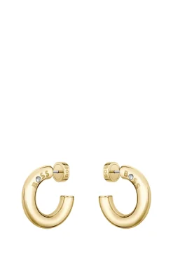 Gold-tone hoop earrings with logo detail