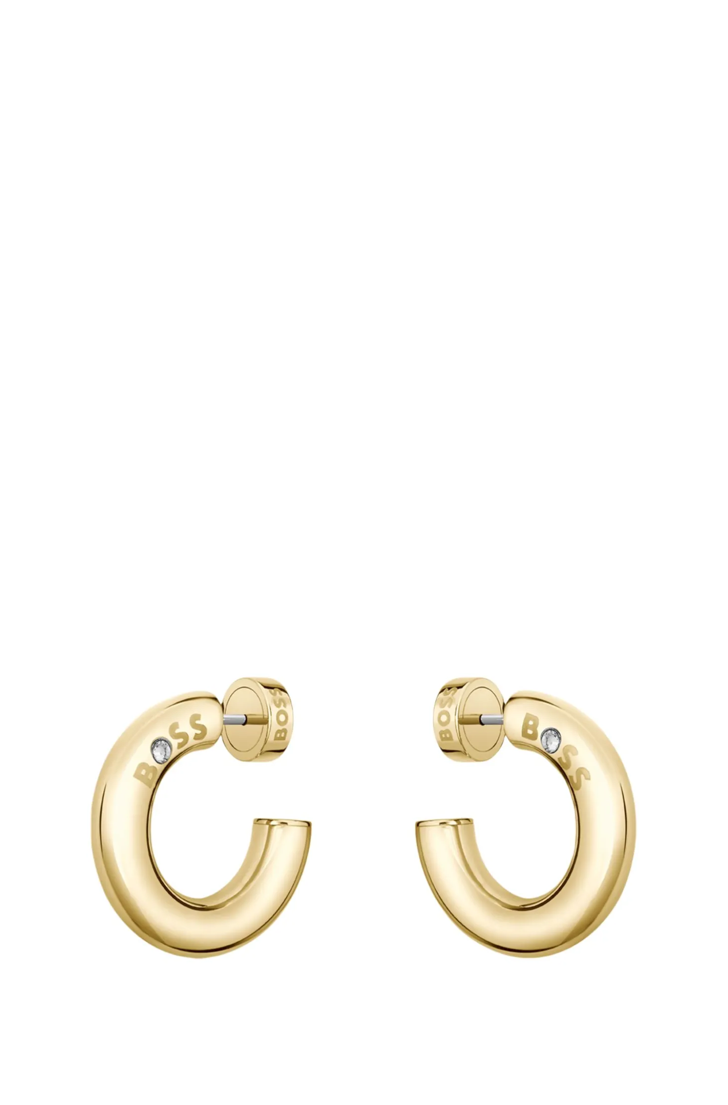 Gold-tone hoop earrings with logo detail