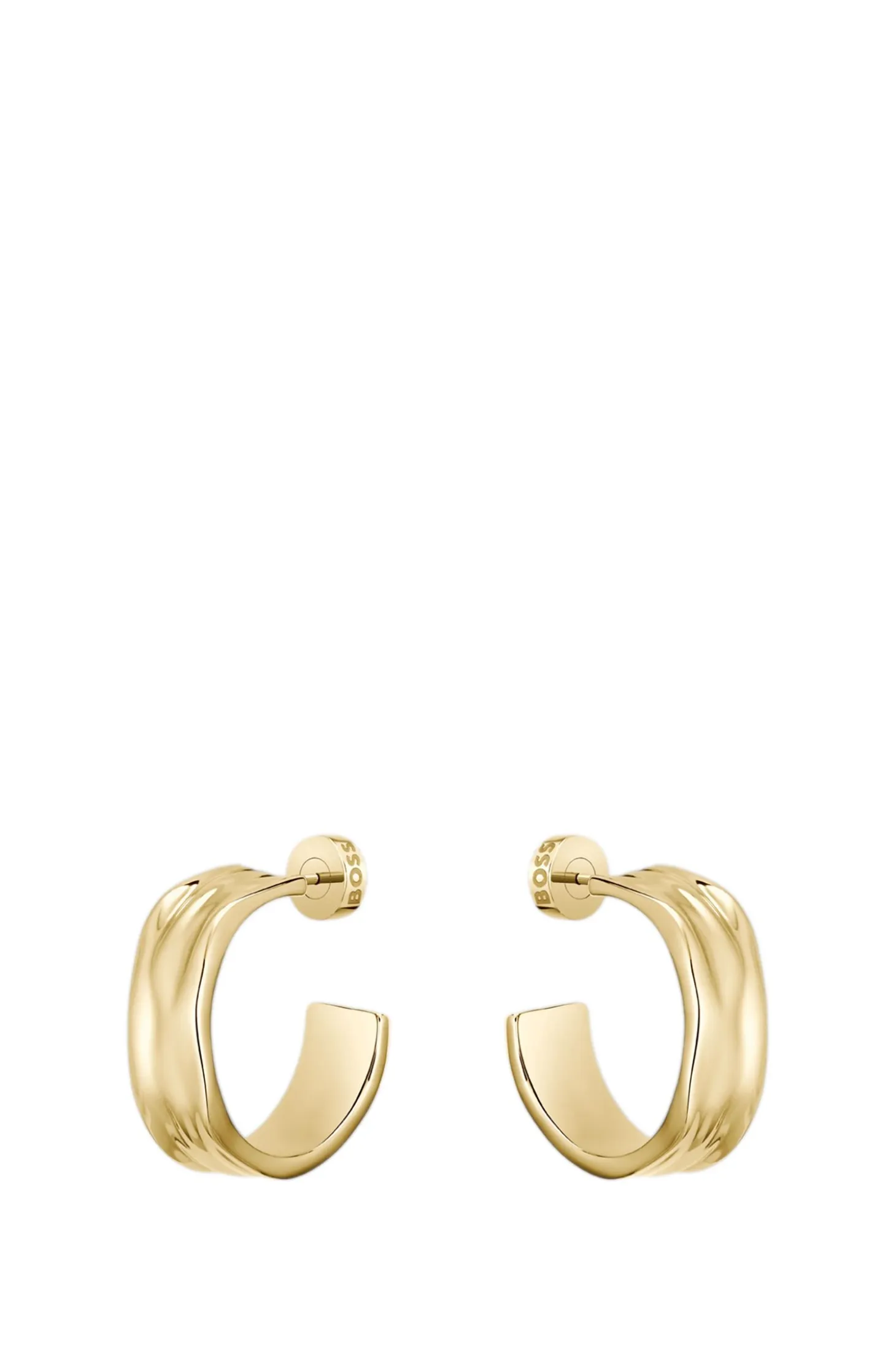 Gold-tone hoop earrings with ripple design