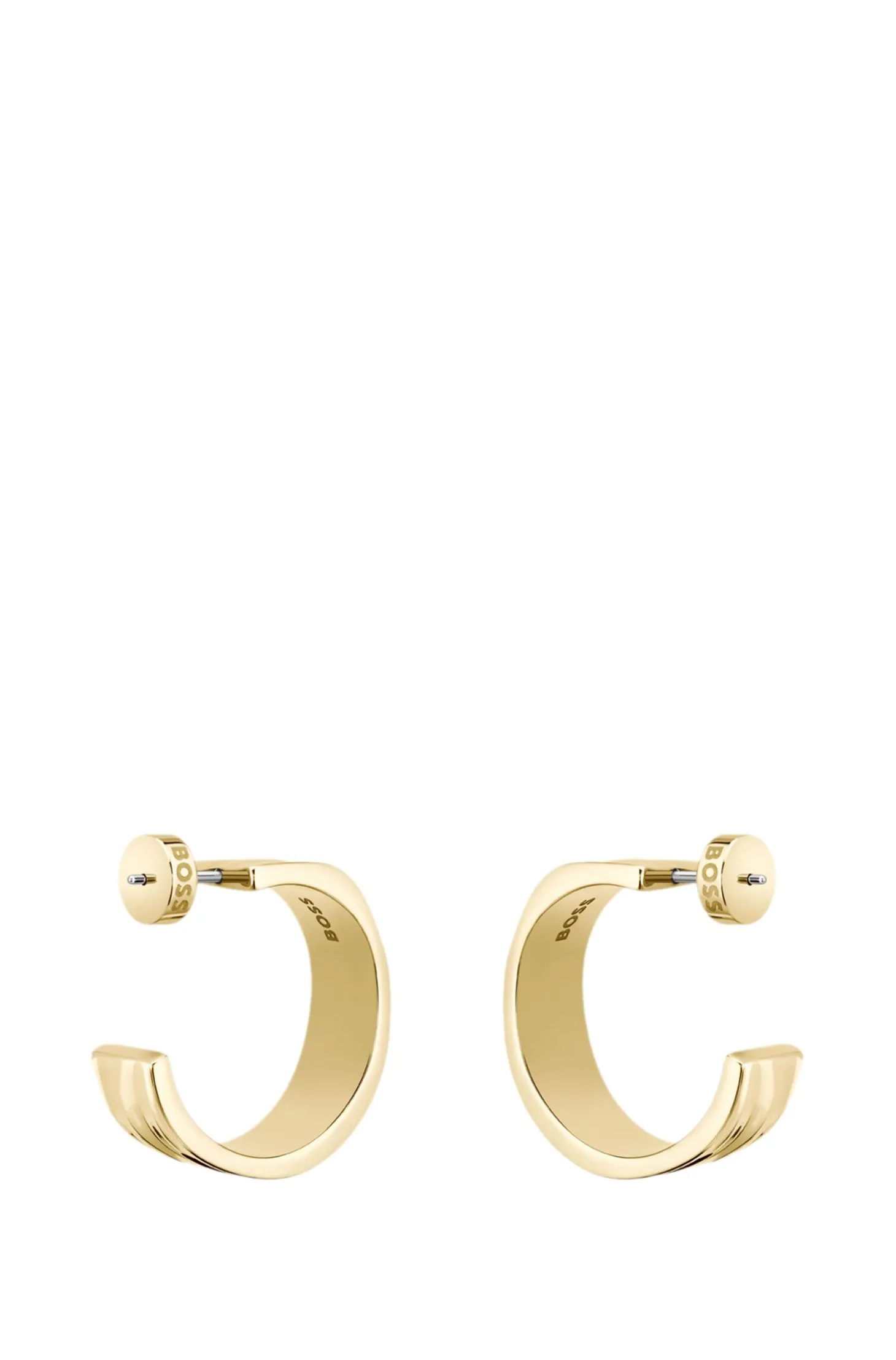 Gold-tone hoop earrings with ripple design