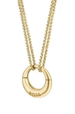 Gold-tone necklace with branded pendant