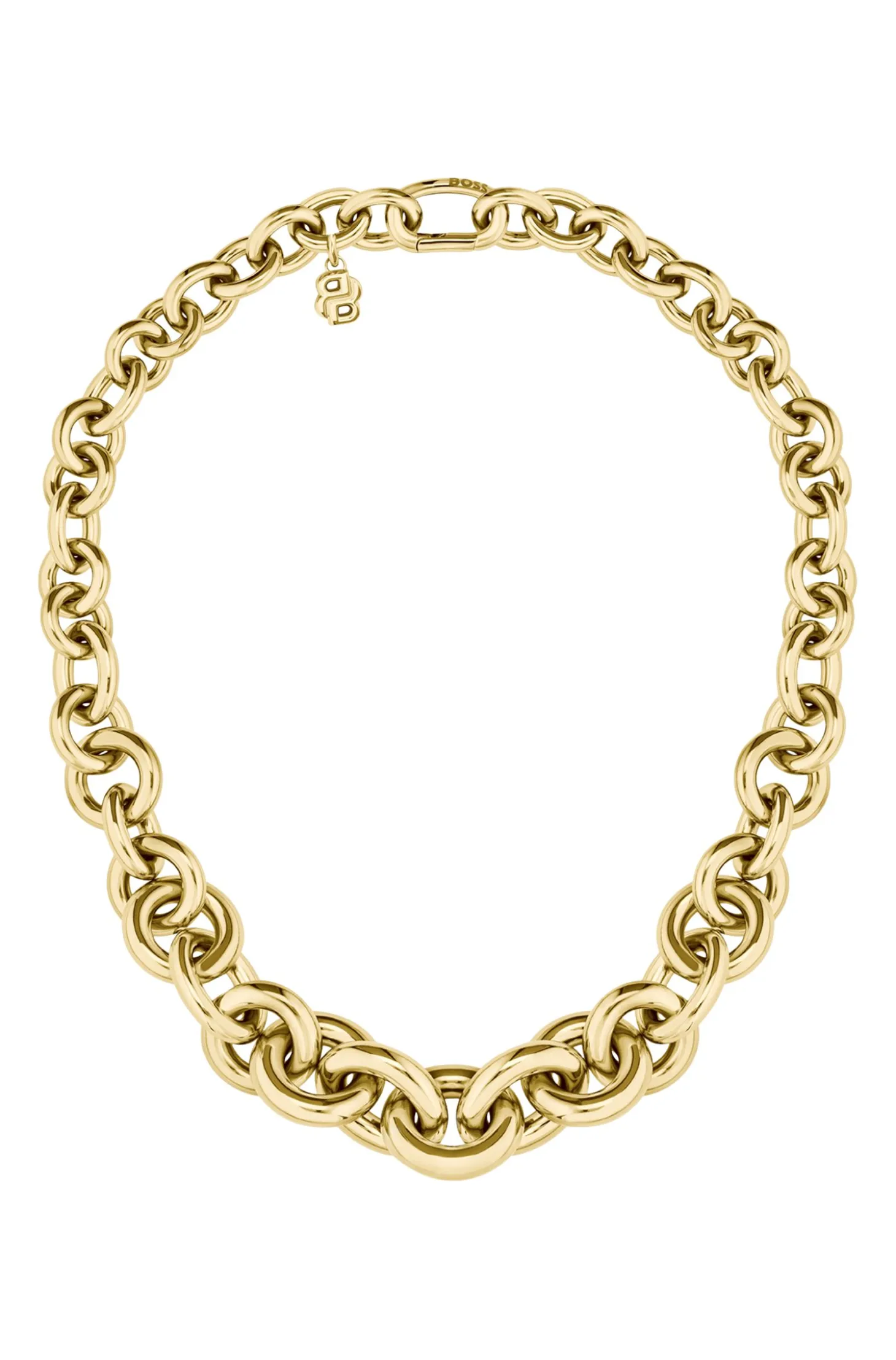 Gold-tone necklace with circle and oval links