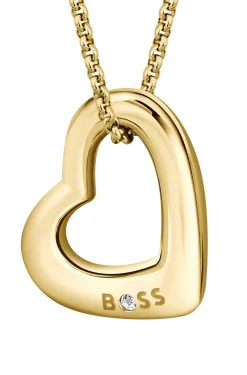 Gold-tone necklace with open-heart pendant