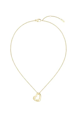 Gold-tone necklace with open-heart pendant