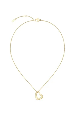 Gold-tone necklace with open-heart pendant