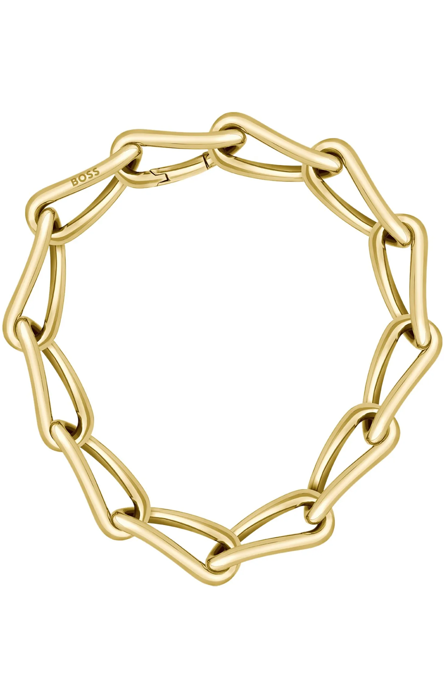 Gold-tone necklace with twisted tubular links