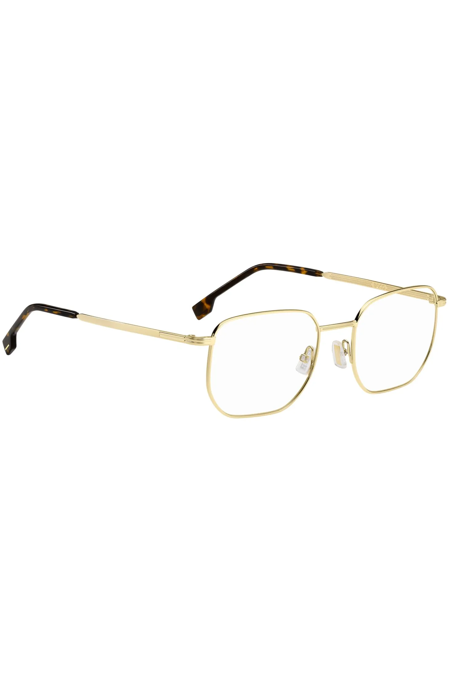 Gold-tone optical frames with Havana end tips