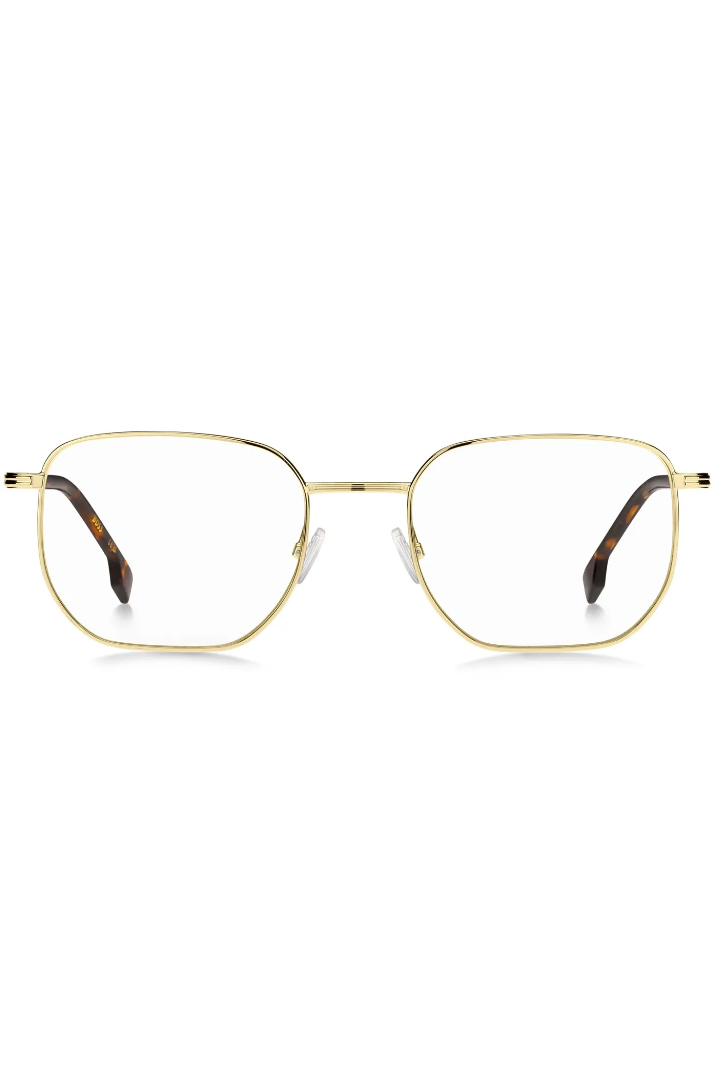 Gold-tone optical frames with Havana end tips